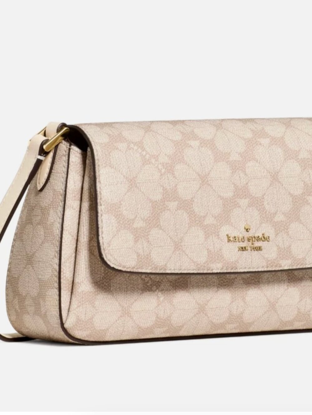 New Kate Spade Sutton Spade Flower Mini Crossbody Bag Dark Beige Moon Dust - Picture 2 of 5